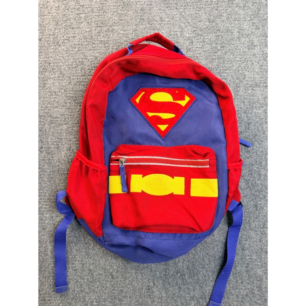 Vintage Superman Backpack Red Blue DC Comics Superhero Y2K Kids School Bag Logo
